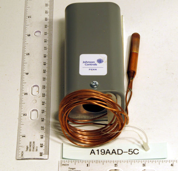 Johnson A19AAD-5C Spst Remote Bulb Temp. Control Nema 1 30/50F; Compensated Diff 2F 6' Cap.
