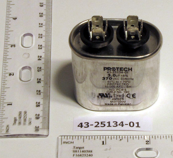 Rheem 43-25134-01 Capacitor - 3/370 Single Oval Replaces 43-100496-02