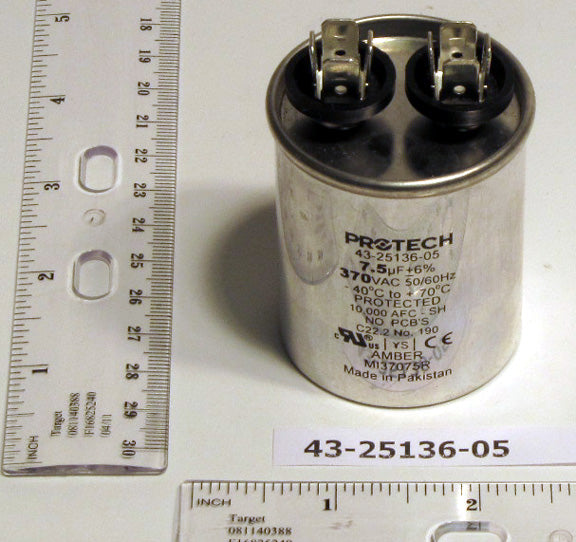 Rheem 43-25136-05 Capacitor - 7.5/370 Single Round