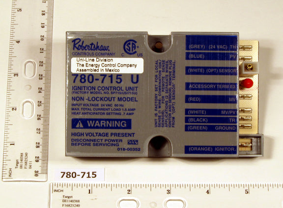 Robertshaw 780-715 Nonlockout Ignition Module For Flame Rectification SP715U & SP715A & SP715