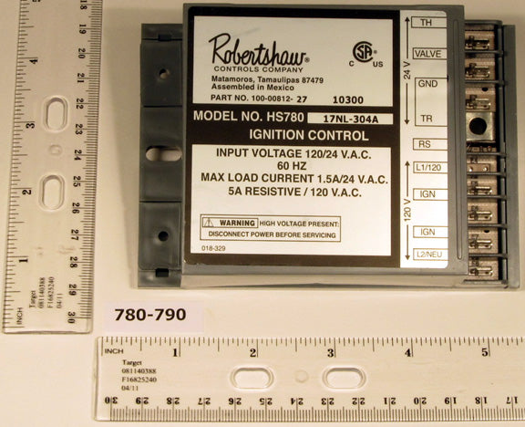 Robertshaw 780-790 Hot Surface Ignition Module HS780-17NL-104A & HS780-17NL-304A 10-812-17