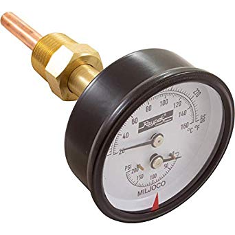 Raypak 007399F Temperature & Pressure Gauge Kit 0-200 PSI 70-320F 1/2"