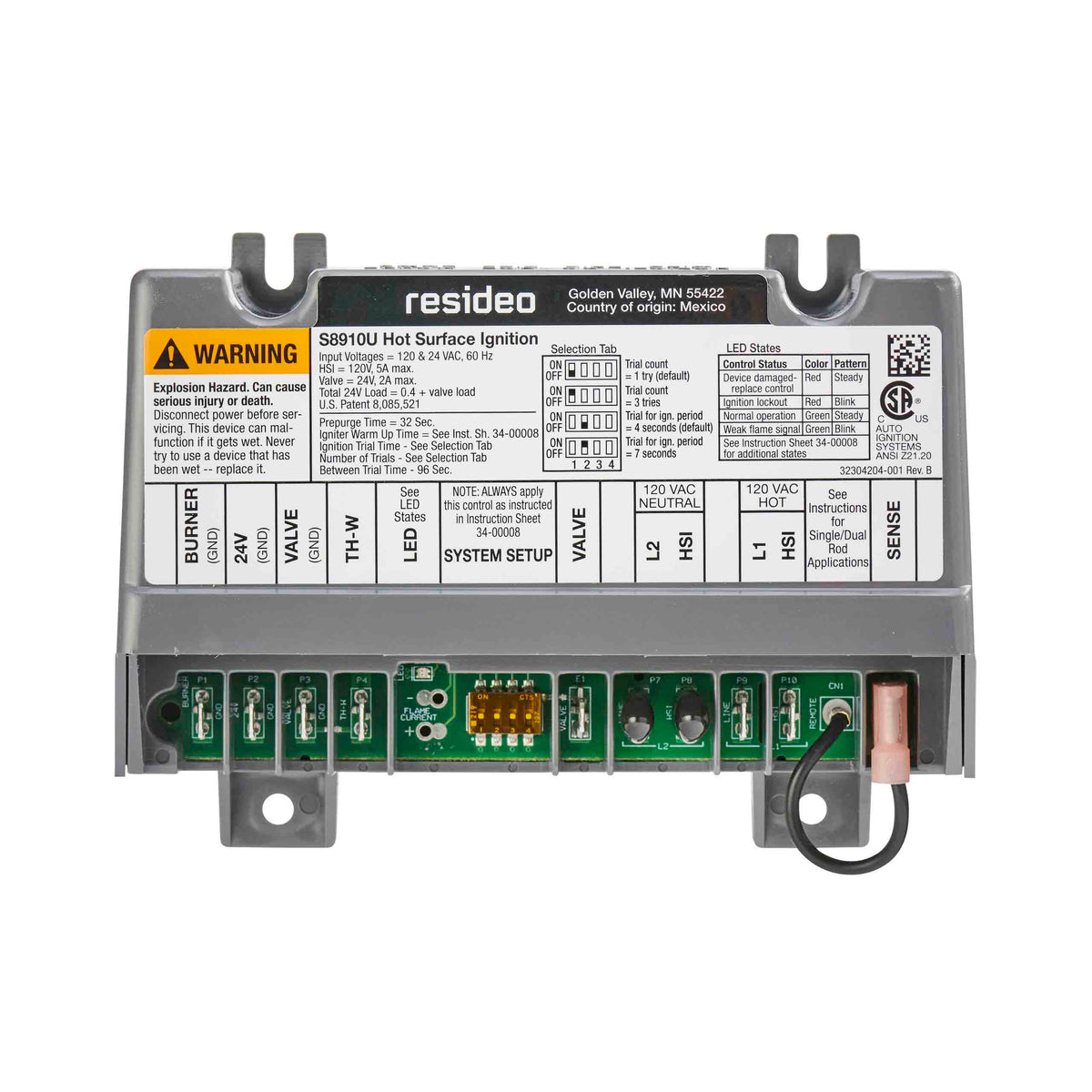 Honeywell Residential S8910U3000 Universal Hot Surface Ignition Module Replaces S8910U1000 780-910