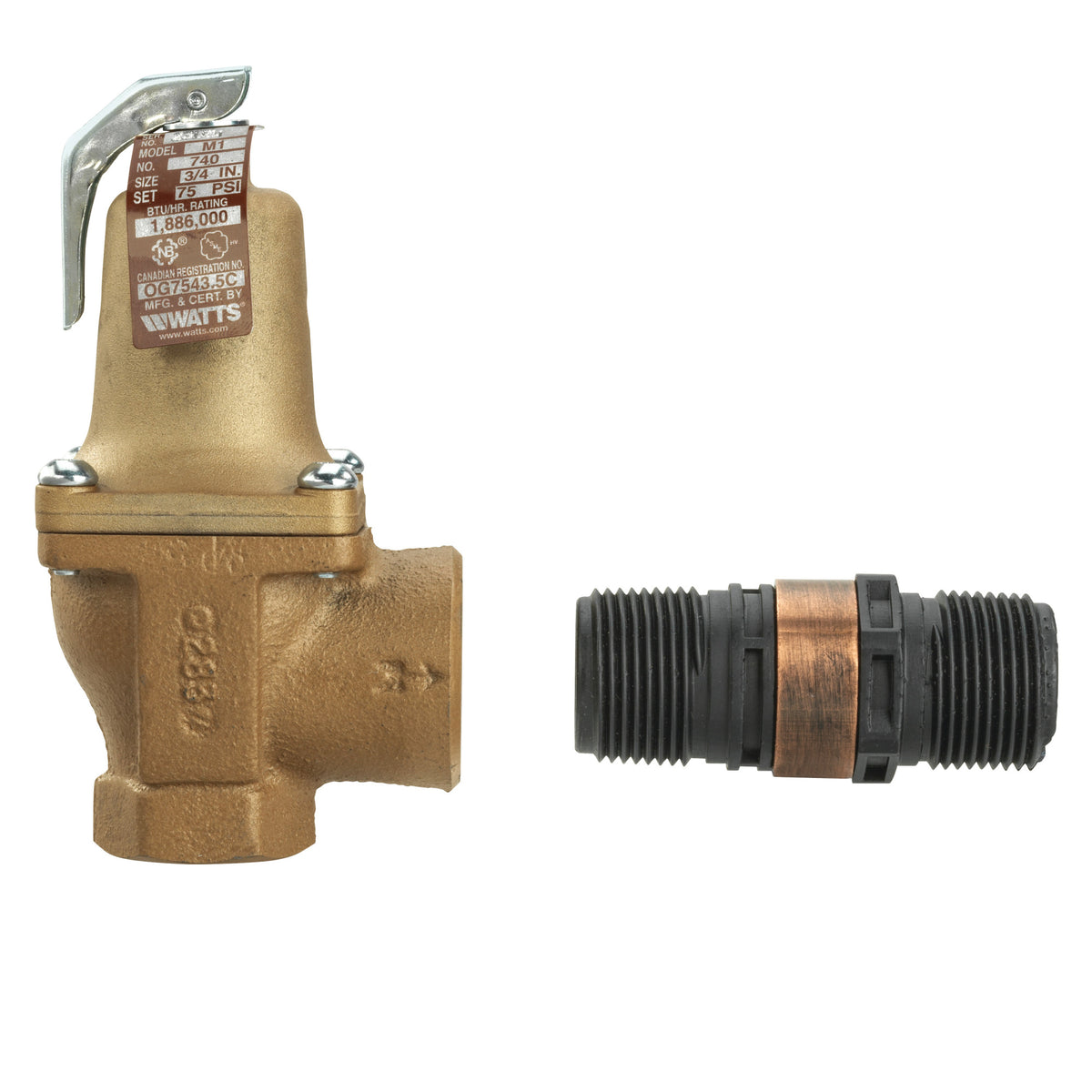 Watts 740-3/4-50 F382328 Relief Valve 3/4" X 1" 50 PSI 1352m BTU Used To Be 0382328