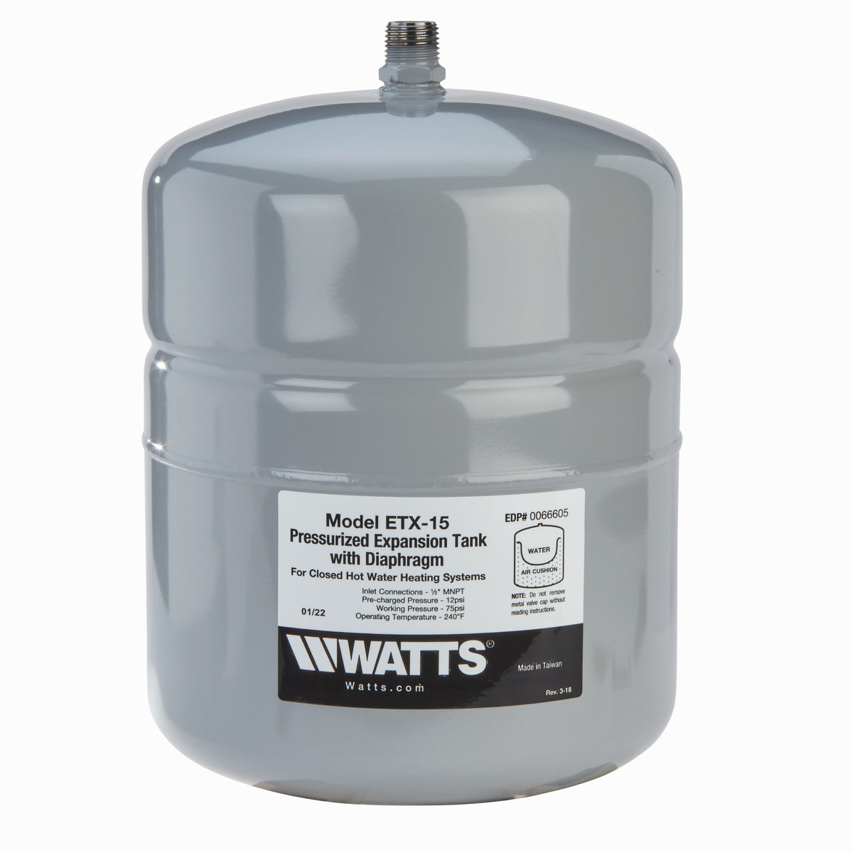 Watts ETX15 1/2" Diaphragm Type Expansion Tank ****must Ship Ground*** 0066605