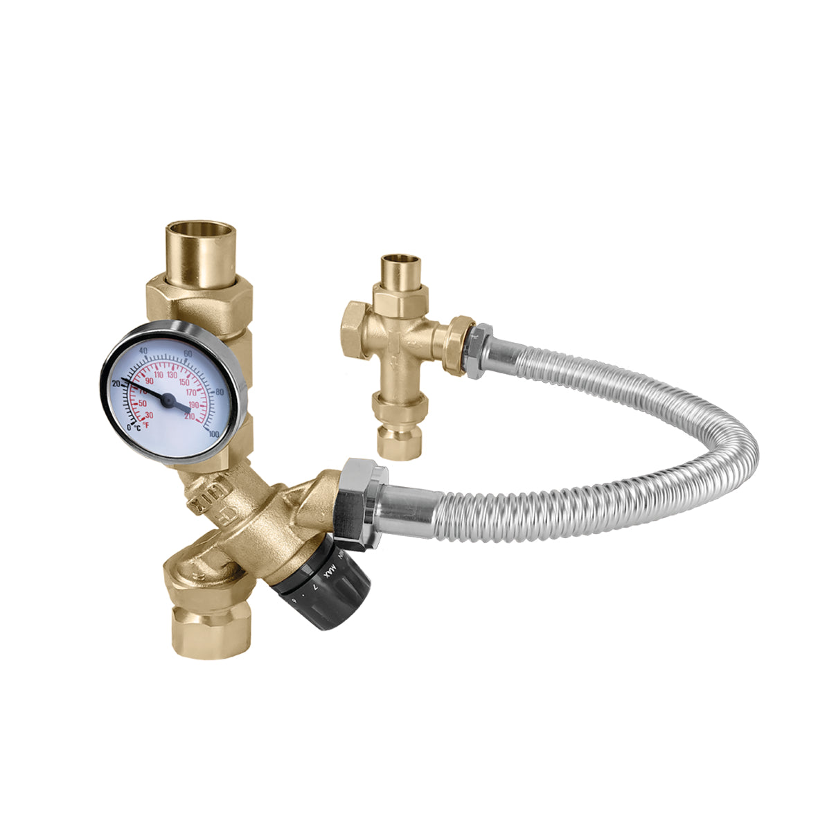 Caleffi 520510AX Mixcal 3-Way Mixing Valve 3/4"FNPT tankhosecross3/4" Mnptw/Gage