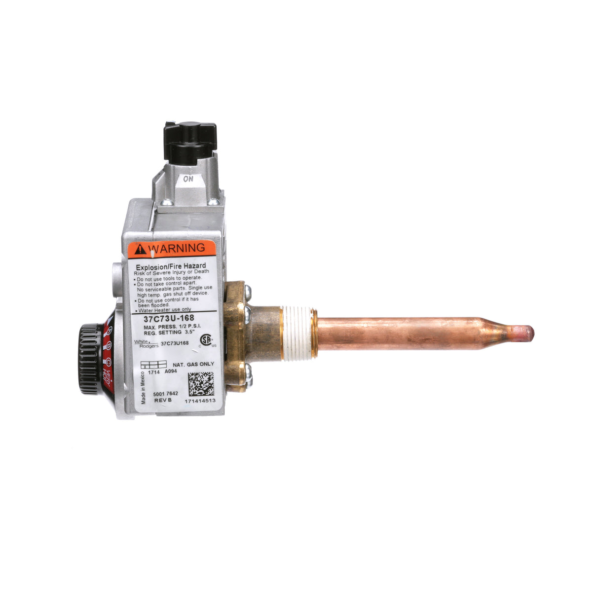 White-rodgers 37C73U-174 Gas Water Heater Control Nat. Gas Only 1/2" NPT Inlet 1/2" Inv. Flare Outlet