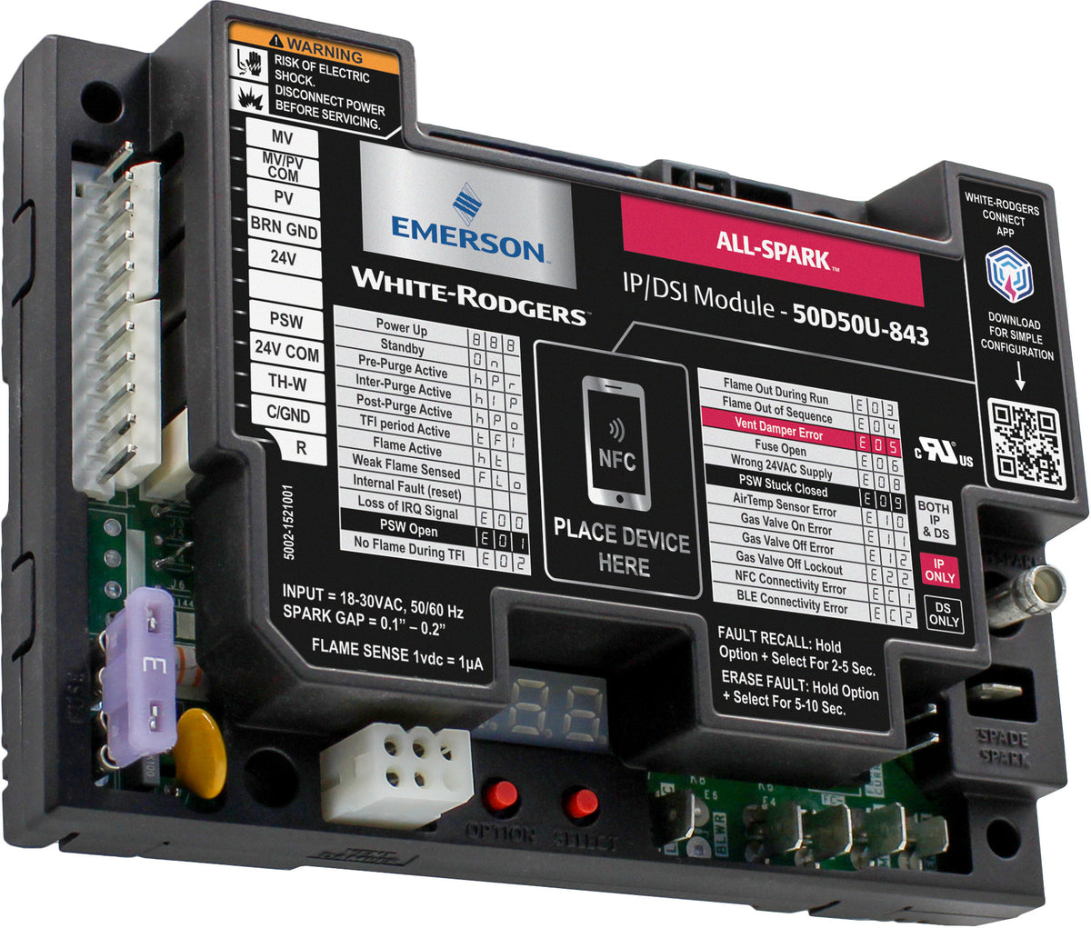 White-rodgers 50D50U-843 All Spark Universal Intermittent Pilot/Direct Spark 24V Ignition Module.