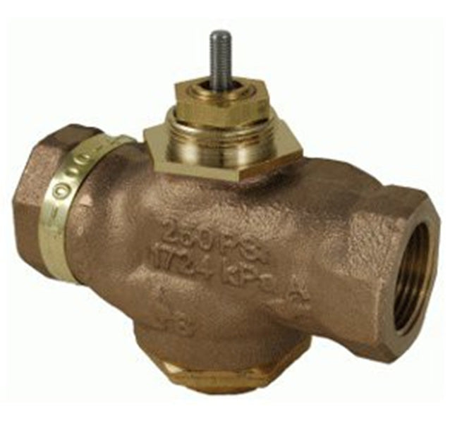 Schneider Electric VB-7313-0-4-08 1" Npt. 3 Way Mixing Bronze Body Brass Plug No Disc Cv=14