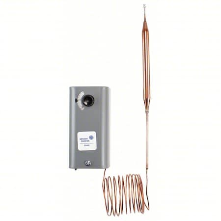 Johnson Controls A28AA-36C - Line Voltage Mechanical Thermostat, Heat or Cool, 40 to 90 F, Exposed Dial, 24 to 277 V AC, 2 C, 2 H