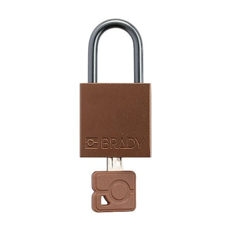 Brady CPAL-BRN-25ST-KD - Lockout Padlock, Keyed Different, Aluminum, Brown, 1 in Shackle Height, 1 1/4 in Body Width
