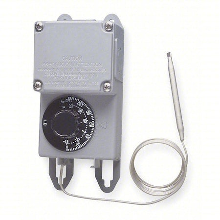 Peco TRF115-005 - Line Voltage Mechanical Thermostat, Heat or Cool, 0 to 120 F, Exposed Dial, 120 to 277 V AC, 1 C, 1 H