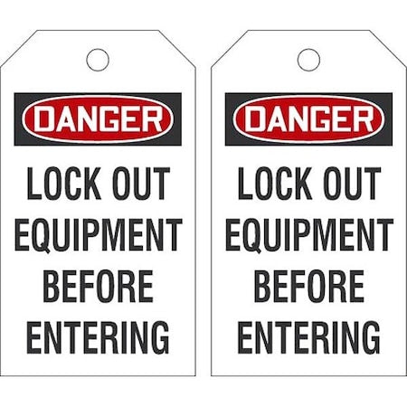 Accuform LTQ857526KR37 - Tag 5.75x3.25 Lock Out Before Entering