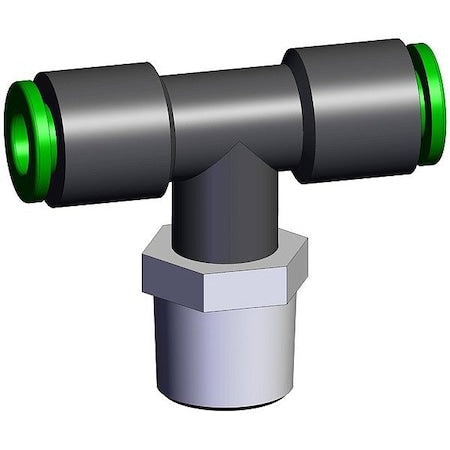 Smc KRT06-02S - Push-Fit Tee Fitting,Black,Rigid