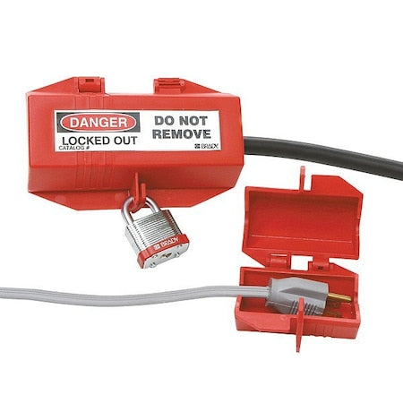 Brady 65674 - Plug Lockout, For 1/2 in Max Cord Diameter, For (1) 7/10 in Max Plug Diameter, Red