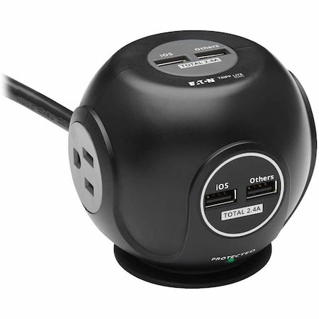 Tripp Lite TLP36USB - Outlet Strip,Black,3-5/16in,3 Outlets