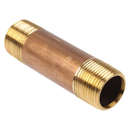 469-050X - 2-1/2" MNPT x 5" TBE Red Brass Pipe Nipple Sch 80