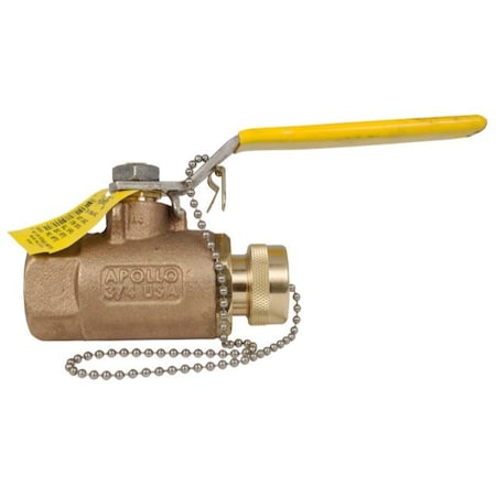 Apollo Valves 70103HC - 1/2" x 3/4" FNPT x Hose Cap Bronze Ball Valve Inline