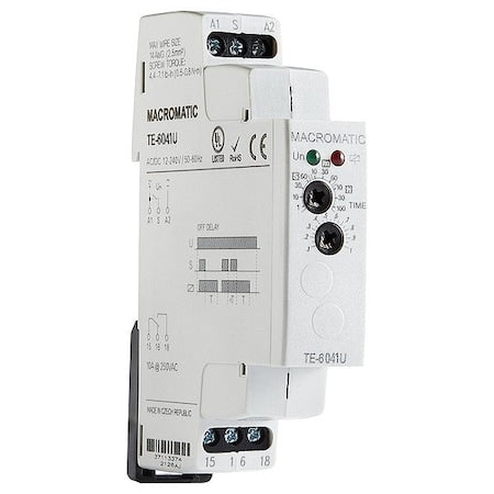 Macromatic TE-6041U-G - Time Delay Relay, Square, Star-Delta, 1 Functions 12 to 240 V AC/DC, SPDT