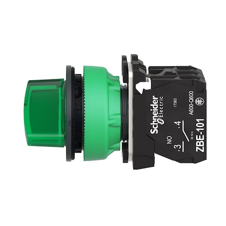 Schneider Electric XB5FK123G5 - Selector Switch,Illum,2 Pos,30mm,Green
