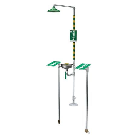 Haws 8300FP - Freeze-Protected Shower with Eyewash, Floor Mount, Push Plate, 86 in Height