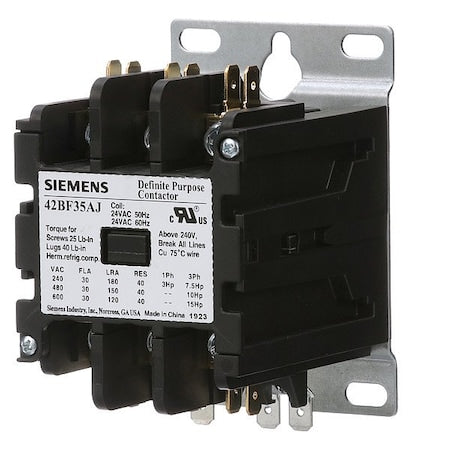 Siemens 42BF35AG - Definite Purpose Contactor, 208 V-240 V AC, 3 P, Non-Reversing, 3 Phase, Quick Connect & Screw