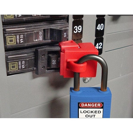 Brady 65965 - Clamp-On Breaker Lockout, Single Pole, Red, 120/277 V AC, Pack 6