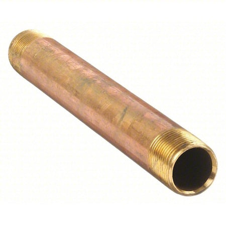 464-090 - 3/4" MNPT x 9" TBE Red Brass Pipe Nipple Sch 40