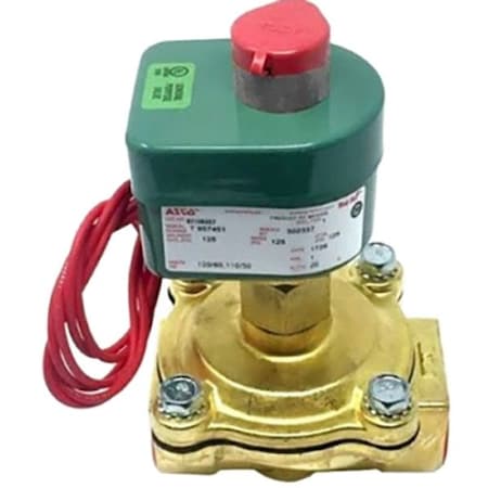Asco 8210B021 - Solenoid Valve, 2-Way, 2-Position, Normally Closed, 3/8 in Pipe Size, 120 V AC, High Flow, Brass