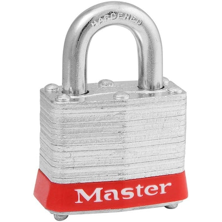 Master Lock 3RED - Lockout Padlock, Keyed Different, Steel, Red, 3/4 in Shackle Height, 1 9/16 in Body Width