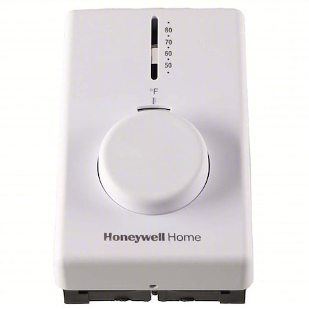 Honeywell Home T4398A1021 - Line Voltage Mechanical Thermostat, Heat Only, 50 to 80 F, Exposed Dial, 120 to 277 V AC, 1 H