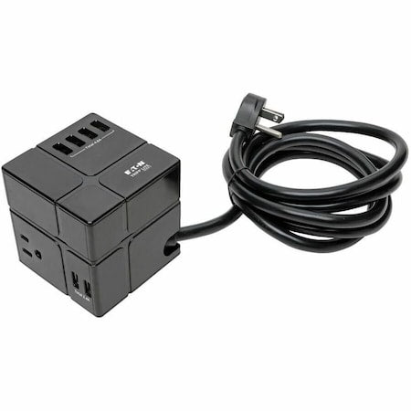 Tripp Lite TLP368CUBEUAM - Outlet Strip,Black,3-3/16in,3 Outlets