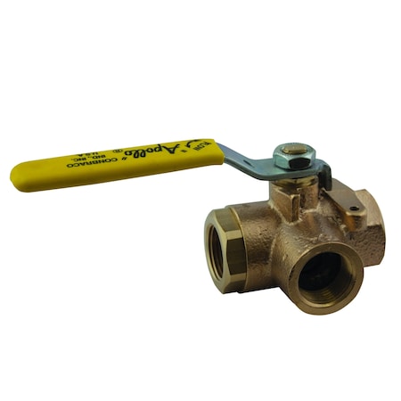 Apollo Valves 7060301 - Manual 3-Way Ball Valve,1/2 in FNPT x 1/2 in FNPT x 1/2 in FNPT, Standard Port, 400 psi CWP, Bronze