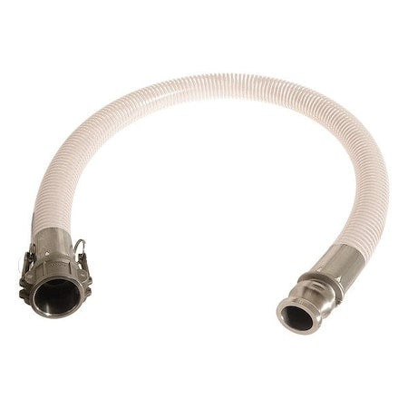 Continental NFW125-05CE - 1-1/4"X5' CLR/WHT 120# PVC FOOD SS C+E