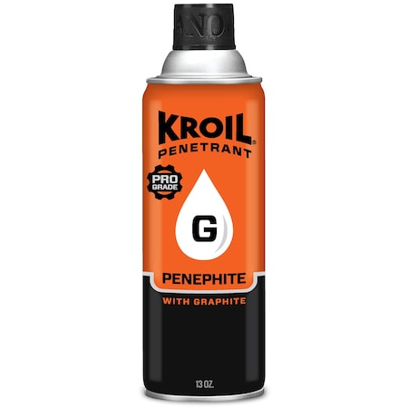 Kroil PH132C - Penetrant, 13 oz, Aerosol Spray Can, Petroleum Distillates Base, 120 Degrees F Max Op Temp, H2-No Food Contact, Black