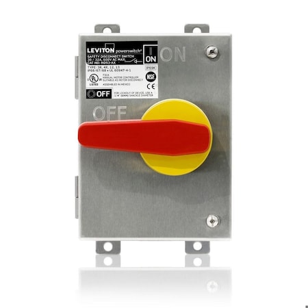 Leviton MDS3-AX - Disconnect Switch, Nonfusible, 3 PST, Single Phase, NEMA 12, 13, 3 R, 4 X, Indoor/Outdoor