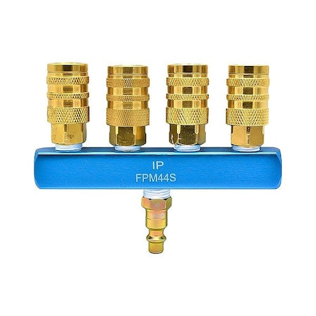 Interstate Pneumatics FPM44S-KH4BS - Pipe Manifold Fitting, Brass, 1/4 in