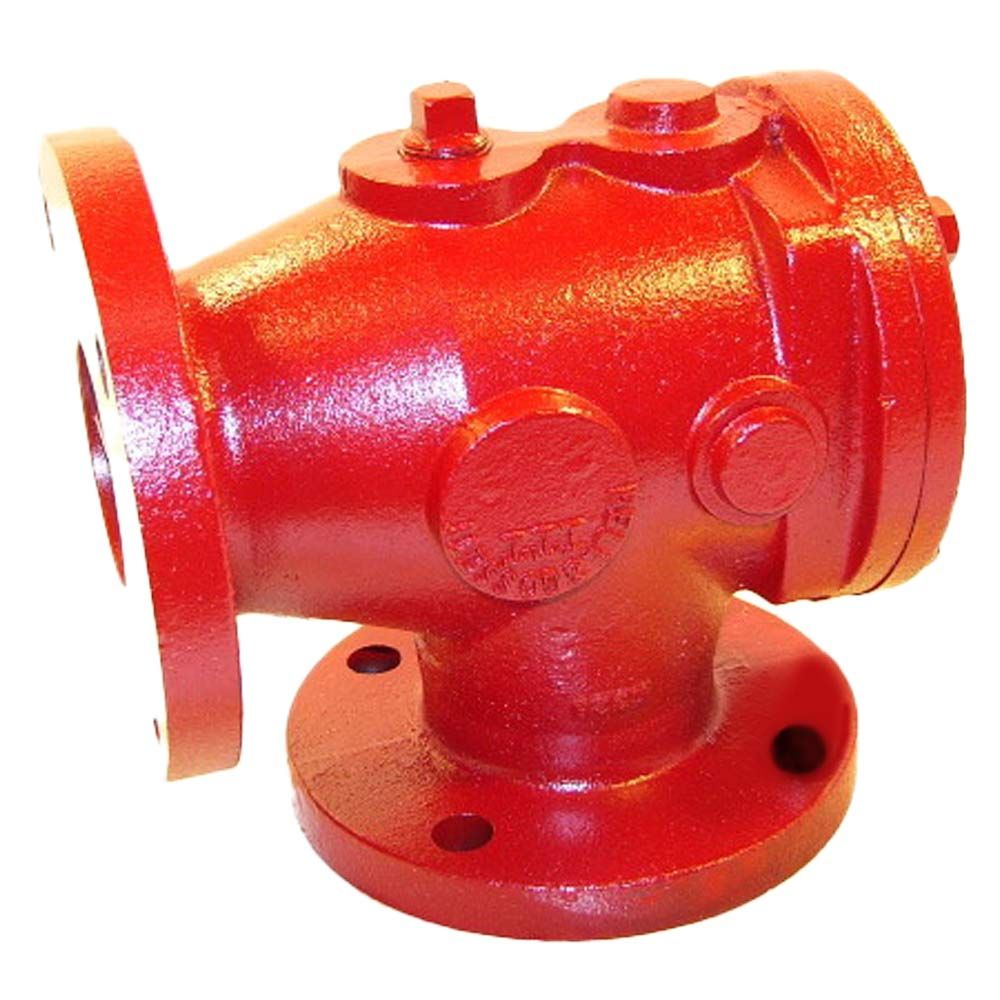 Bell and Gossett DD-3X suction diffuser 115120 featuring a heavy-duty 3 inch flanged cast iron angle body in factory safety red.