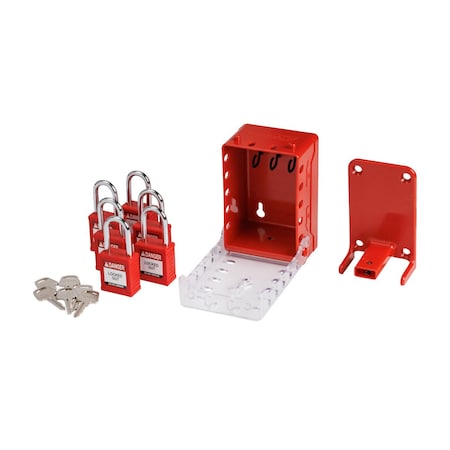 Brady 153674 - Lockout Kit,2.743" D,3.95" W,Plastic,Red