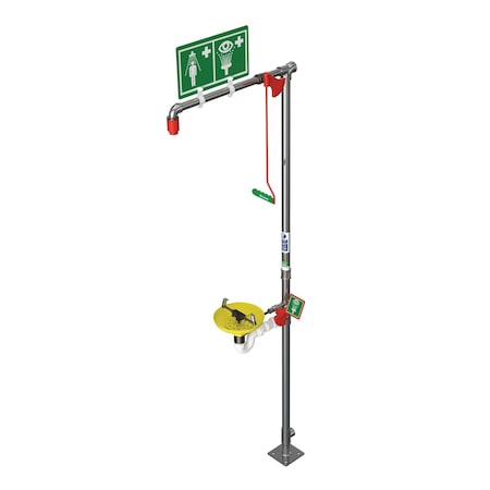 Hughes Safety Showers 18G75G - Combination Shower, Floor Mount, ABS Plastic Bowl, Galvanized Pipes