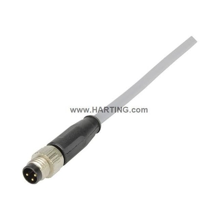 Harting 21348000380010 - Cordset,1 m Cable,PVC,Gray