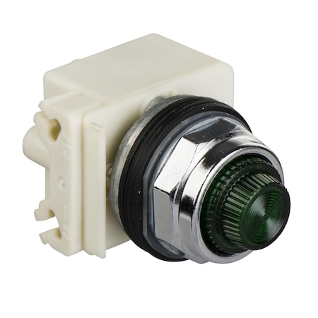 Square D 9001KP7LGG9 - Pilot light, Harmony 9001 K, metal, polycarbonate, domed, green, 30mm, LED green, 220-240 V