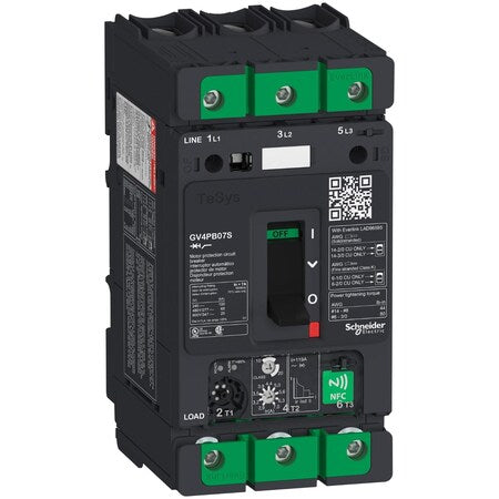 Schneider Electric GV4PB07S - Motor Circuit Breaker, TESYS Series, 7 A, 3 Pole, 690 V AC, 100k A at 240 V AC