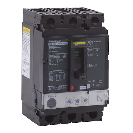 Square D HDL36150U31X - Molded Case Circuit Breaker, POWERPACT H Series, 150 A, 3 Pole, 600 V AC, 25k A at 240 V AC