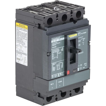 Square D HGL36150C - Molded Case Circuit Breaker, POWERPACT H Series, 150 A, 3 Pole, 600 V AC, 65k A at 240 V AC