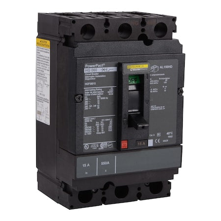 Square D HGP36100 - Molded Case Circuit Breaker, POWERPACT H Series, 100 A, 3 Pole, 600 V AC, 65k A at 240 V AC