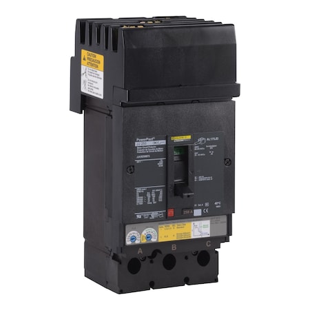 Square D JJA36250M75 - Molded Case Circuit Breaker, POWERPACT J Series, 250 A, 3 Pole, 600 V AC, 100k A at 240 V AC