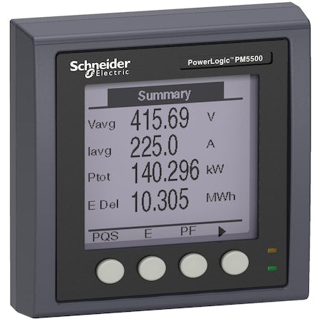 Schneider Electric METSEPM5563RD - Power meter Power Logic PM5563, 2 ethernet, up to 63th Harmonic, 1,1 MB 4 DI/2 DO 52 alarms, with remote display