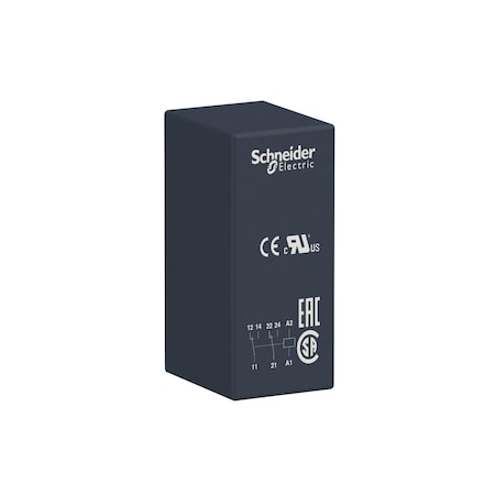 Schneider Electric RSB2A080B7 - Interface plug-in relay,8 A,2 CO,24 V, 24 V AC Coil Volts, 2 C/O