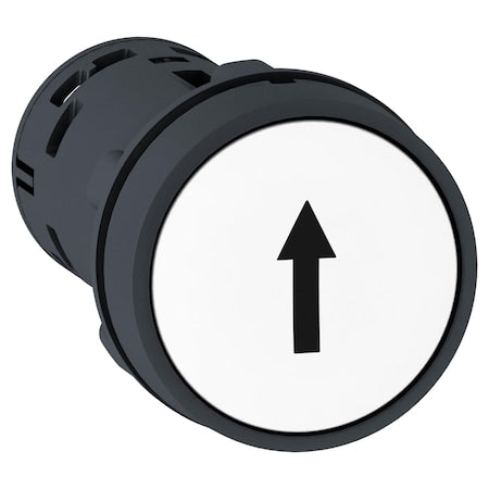 Schneider Electric XB7NA11341 - Monolithic push button, Harmony XB7, plastic, white, 22mm, spring return, marked UP ARROW, 1 NO